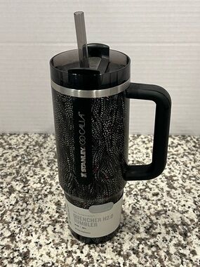 Stanley Black Serpant Patterned Insulated Tumbler with Handle New 30 Oz
